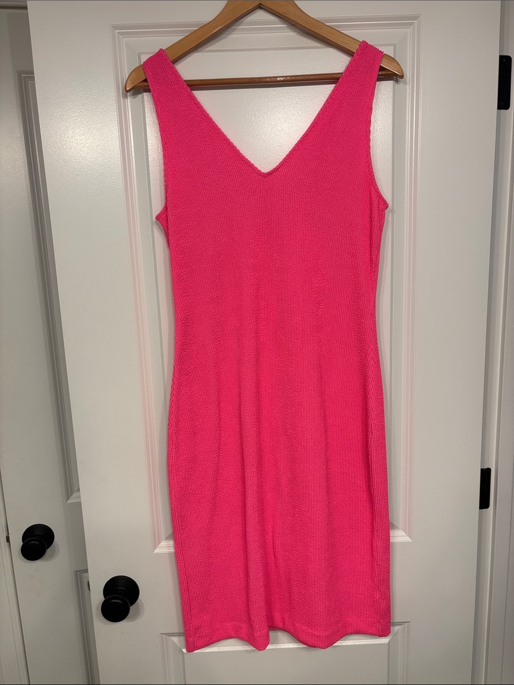 NWT Lilly Pulitzer Stassi Knee Length Textured Scrunch Pink Dress M